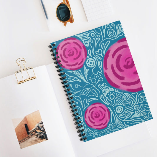 Pink Rose Spiral Notebook - Ruled Line