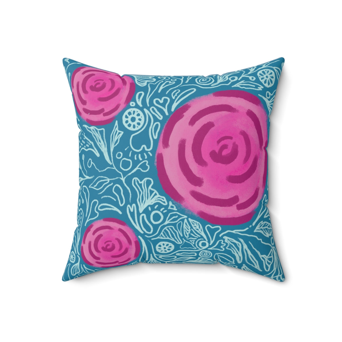 Pink Rose -Spun Polyester Square Pillow Case